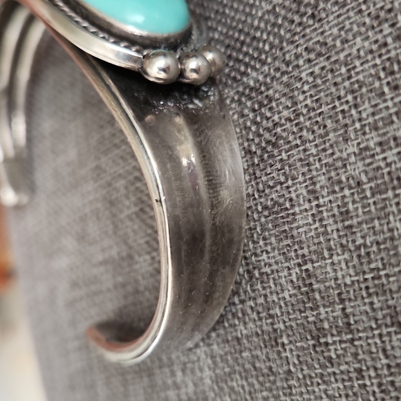 Stunning Vintage Native American Navajo Turquoise and Sterling Bracelet π - Picture 6 of 15